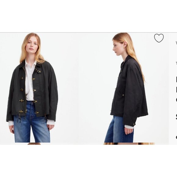 Madewell x Alpha Industries $265 Waxed Cotton Car Coat Black Size M NS730 - Picture 1 of 16